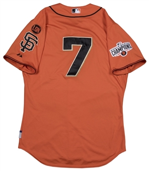 2015 Gregor Blanco Game Used San Francisco Giants Orange Friday Alternate Jersey (MLB Authenticated)